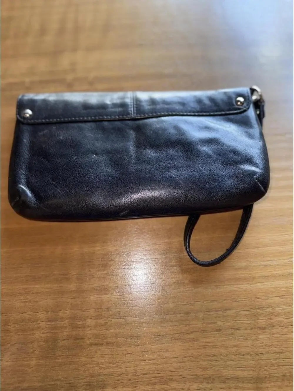 leather Coach Ashley Large Flap Wristlet